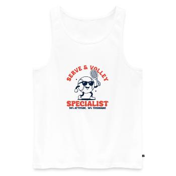 Tennis Retro Tennis Ball Serve & Volley Specialist - Men's Premium Organic Tank Top - white - Front - Michal (187cm)