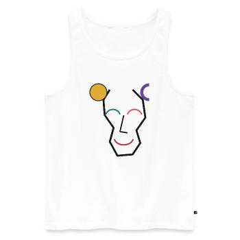 Visage géométrique coloré joyeux - Débardeur bio Premium Homme - blanc - Devant - Michal (187cm)