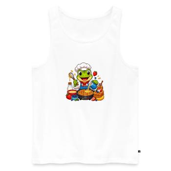 Cuisson de grenouilles au four de gaufres - Débardeur bio Premium Homme - blanc - Devant - Michal (187cm)