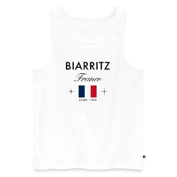 Biarritz Frankreich Koordinaten Reise Souvenir - Männer Premium Bio Tank Top - Weiß - Vorne - Michal (187cm)