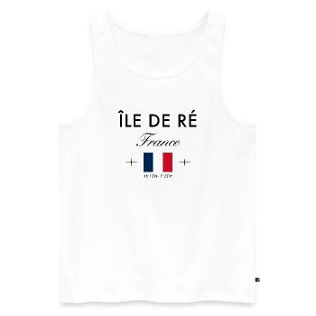 Ile de Re Frankreich Koordinaten Reise Souvenir - Männer Premium Bio Tank Top - Weiß - Vorne - Michal (187cm)