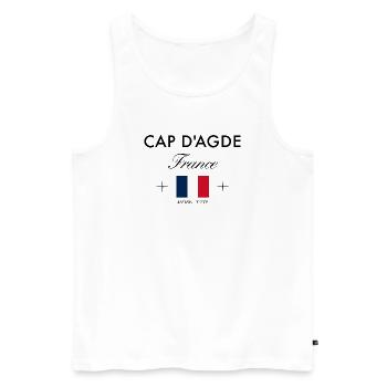 Cap d'Agde Frankreich Koordinaten Reise Souvenir - Männer Premium Bio Tank Top - Weiß - Vorne - Michal (187cm)