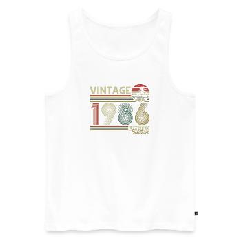 Vintage 1986 Vintage Cadeau d’anniversaire Rétro - Débardeur bio Premium Homme - blanc - Devant - Michal (187cm)