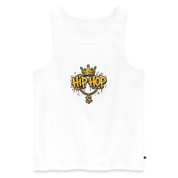 Hip Hop King - Gold Crown & Dollar Chain - Débardeur bio Premium Homme - blanc - Devant - Michal (187cm)