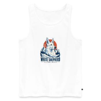 Berger blanc alpin rétro, berger blanc allemand - Débardeur bio Premium Homme - blanc - Devant - Michal (187cm)