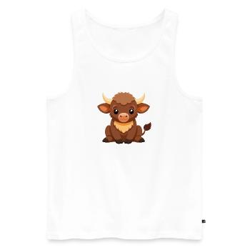 Petit buffle mignon - Débardeur bio Premium Homme - blanc - Devant - Michal (187cm)