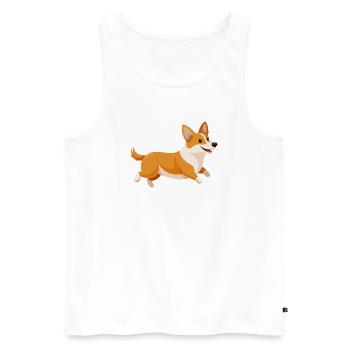 Corgi en course - Débardeur bio Premium Homme - blanc - Devant - Michal (187cm)