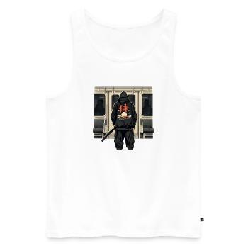 U-Bahn Ninja mit rotem Kanji - Männer Premium Bio Tank Top - Weiß - Vorne - Michal (187cm)