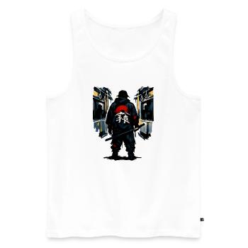 Ninja urbain avec Soleil Rouge - Débardeur bio Premium Homme - blanc - Devant - Michal (187cm)