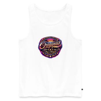 Insigne rétro des années 1980 Neon Synthwave Original 1984 - Débardeur bio Premium Homme - blanc - Devant - Michal (187cm)