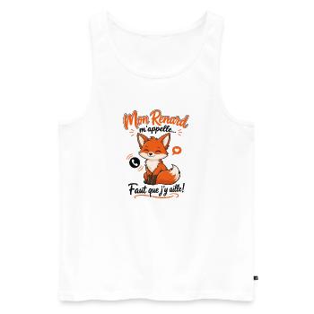 Mein Fuchs Ruft Mich An, Ich Muss Gehen. Zitat - Männer Premium Bio Tank Top - Weiß - Vorne - Michal (187cm)