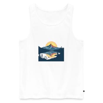Reflet du coucher de soleil de Mountain Lake - Débardeur bio Premium Homme - blanc - Devant - Michal (187cm)