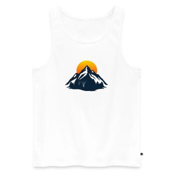 Silhouette de la Montagne du Coucher du Soleil - Débardeur bio Premium Homme - blanc - Devant - Michal (187cm)