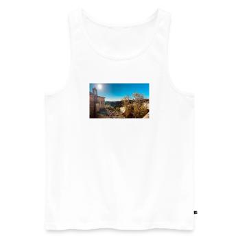 Village toscane ensoleillé avec toits - Débardeur bio Premium Homme - blanc - Devant - Michal (187cm)