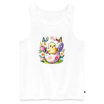 Poussin dans l’œuf floral éclot - Débardeur bio Premium Homme - blanc - Devant - Michal (187cm)