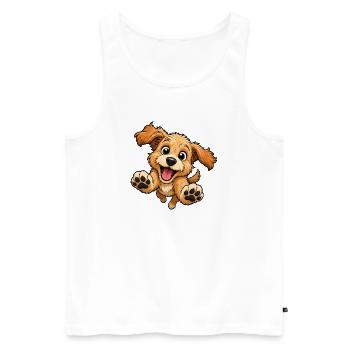 Un chien mignon saute vers - Débardeur bio Premium Homme - blanc - Devant - Michal (187cm)