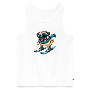Dog Pug Skier Comique Sports d’hiver Drôle - Débardeur bio Premium Homme - blanc - Devant - Michal (187cm)