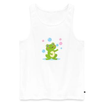 Grenouille de dessin animé verte avec des bulles de savon – amusant - Débardeur bio Premium Homme - blanc - Devant - Michal (187cm)