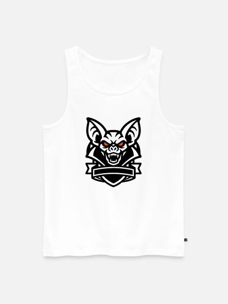 Fledermaus Maskottchen Logo - Männer Premium Bio Tank Top - Weiß