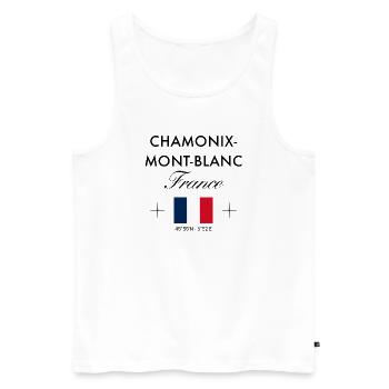 Chamonix Mont Blanc Frankreich Koordinaten Reise - Männer Premium Bio Tank Top - Weiß - Vorne - Michal (187cm)