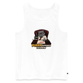 Critique de PURRRformance Drôle de gestionnaire de chats corporatifs - Débardeur bio Premium Homme - blanc - Devant - Michal (187cm)