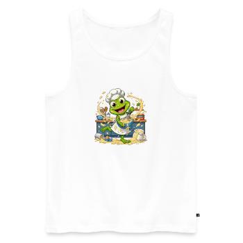 Küchenfrosch Chef : Pfannensplash - Débardeur bio Premium Homme - blanc - Devant - Michal (187cm)
