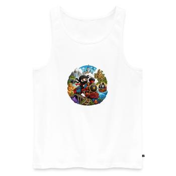 Kleiner Ninja Abenteuerzug durch Dschungelmeer - Männer Premium Bio Tank Top - Weiß - Vorne - Michal (187cm)