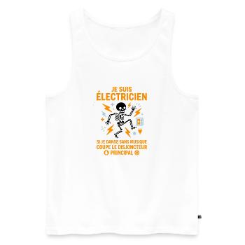 Électricien danseur sans musique - Débardeur bio Premium Homme - blanc - Devant - Michal (187cm)