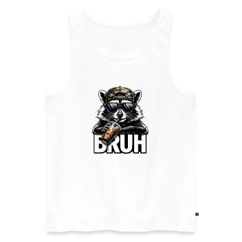 Bruh Raccoon Streetwear - Men's Premium Organic Tank Top - white - Front - Michal (187cm)