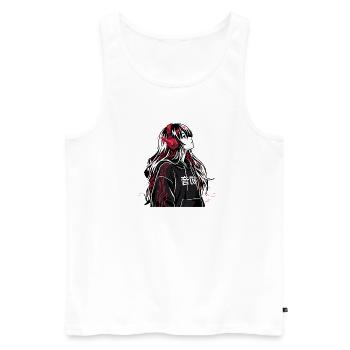 Sweat à capuche Cyberpunk Anime - Débardeur bio Premium Homme - blanc - Devant - Michal (187cm)