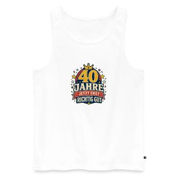 40 Jahre – Jetzt erst richtig gut - Männer Premium Bio Tank Top - Weiß - Vorne - Michal (187cm)