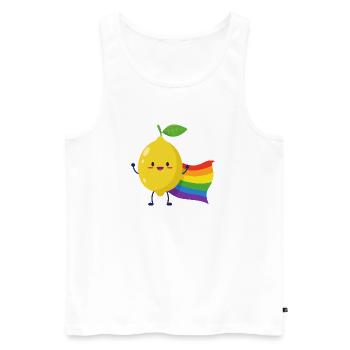 Citron avec une cape arc-en-ciel - Débardeur bio Premium Homme - blanc - Devant - Michal (187cm)