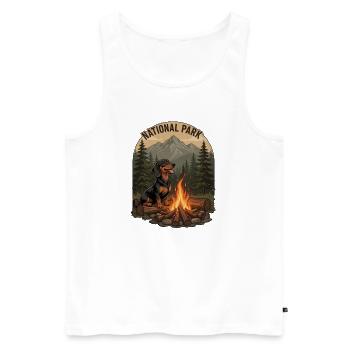 Camping vintage de teckels – Insigne du parc national - Débardeur bio Premium Homme - blanc - Devant - Michal (187cm)
