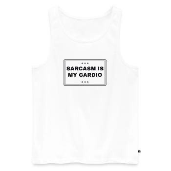 Le sarcasme est mon expression cardio - fitness - Débardeur bio Premium Homme - blanc - Devant - Michal (187cm)