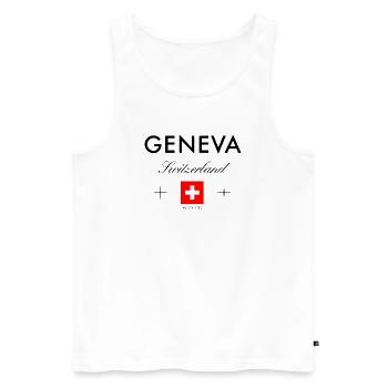 Genf Schweiz Koordinaten Reise Souvenir - Männer Premium Bio Tank Top - Weiß - Vorne - Michal (187cm)