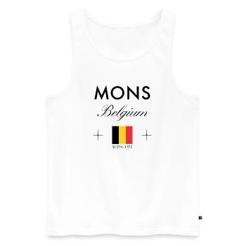 Mons Belgien Koordinaten Reise Souvenir - Männer Premium Bio Tank Top - Weiß - Vorne - Michal (187cm)