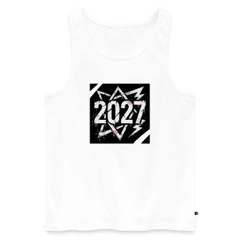 Flash Graphic année 2027 - Débardeur bio Premium Homme - blanc - Devant - Michal (187cm)