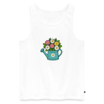 Bouquet of Flowers Watering Can - Men's Premium Organic Tank Top - white - Front - Michal (187cm)