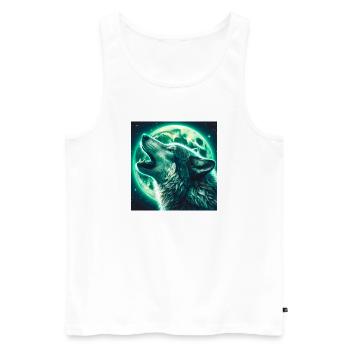Wolf howls at the Full Moon - Men's Premium Organic Tank Top - white - Front - Michal (187cm)