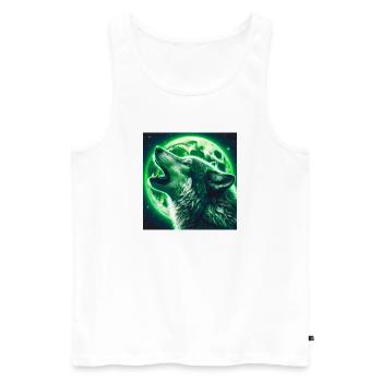 Wolf heult zum Vollmond - Männer Premium Bio Tank Top - Weiß - Vorne - Michal (187cm)