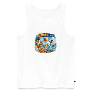 Été : Chiens qui jouent sur la plage - Débardeur bio Premium Homme - blanc - Devant - Michal (187cm)