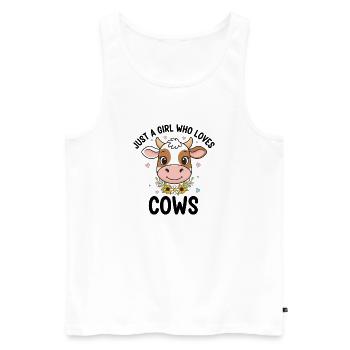 Amour de vache : Cœur de fille dans un motif de vache - Débardeur bio Premium Homme - blanc - Devant - Michal (187cm)