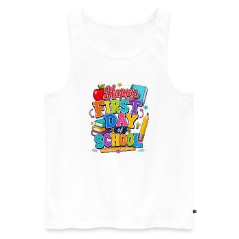 Happy First Day of School Books - Men's Premium Organic Tank Top - white - Front - Michal (187cm)