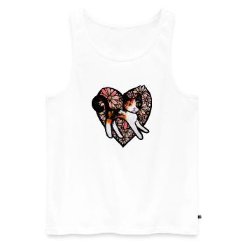 Chat calicot en cœur fleuri - Débardeur bio Premium Homme - blanc - Devant - Michal (187cm)