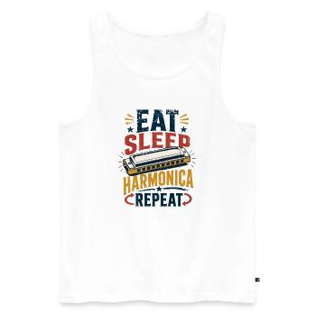 Instrument Harmonica Repeat-Music Harmonica - Men's Premium Organic Tank Top - white - Front - Michal (187cm)