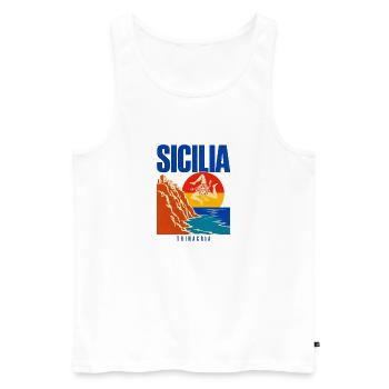 Sicilia Travel Poster, Trinacria Sicilian Flag Pri - Men's Premium Organic Tank Top - white - Front - Michal (187cm)