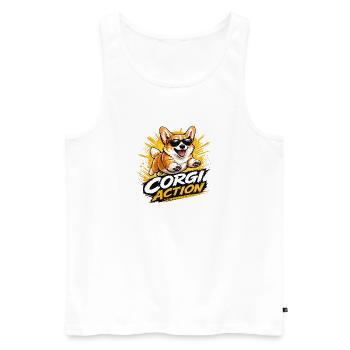 Corgi Action - Débardeur bio Premium Homme - blanc - Devant - Michal (187cm)