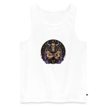 Mystic Taurus Zodiaque Symbole ésotérique de Taureau - Débardeur bio Premium Homme - blanc - Devant - Michal (187cm)