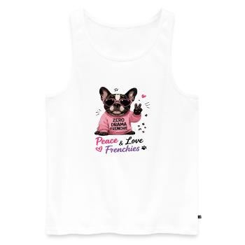 Zero Drama Frenchie Paix & Amour Frenchies - Débardeur bio Premium Homme - blanc - Devant - Michal (187cm)