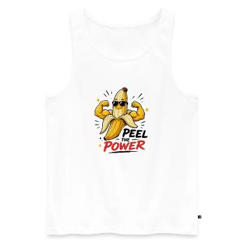 Peel The Power Drôle Muscle Banana Fitness - Débardeur bio Premium Homme - blanc - Devant - Michal (187cm)
